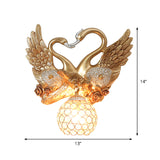 Swan Bedroom Wall Sconce Modern Metal 1 Light Gold Wall Lighting with Globe Crystal Shade Clearhalo 'Modern wall lights' 'Modern' 'Wall Lamps & Sconces' 'Wall Lights' Lighting' 1900449