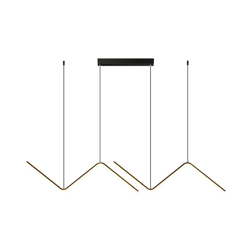 Zigzag Shaped Metal Hanging Lamp Simple Black/Gold LED Island Pendant in Warm/White Light for Dining Room Clearhalo 'Ceiling Lights' 'Island Lights' Lighting' 1900468