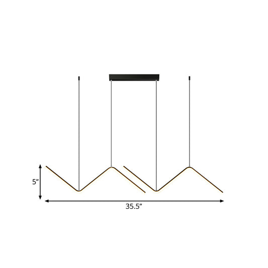 Zigzag Shaped Metal Hanging Lamp Simple Black/Gold LED Island Pendant in Warm/White Light for Dining Room Clearhalo 'Ceiling Lights' 'Island Lights' Lighting' 1900469