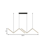 Zigzag Shaped Metal Hanging Lamp Simple Black/Gold LED Island Pendant in Warm/White Light for Dining Room Clearhalo 'Ceiling Lights' 'Island Lights' Lighting' 1900469