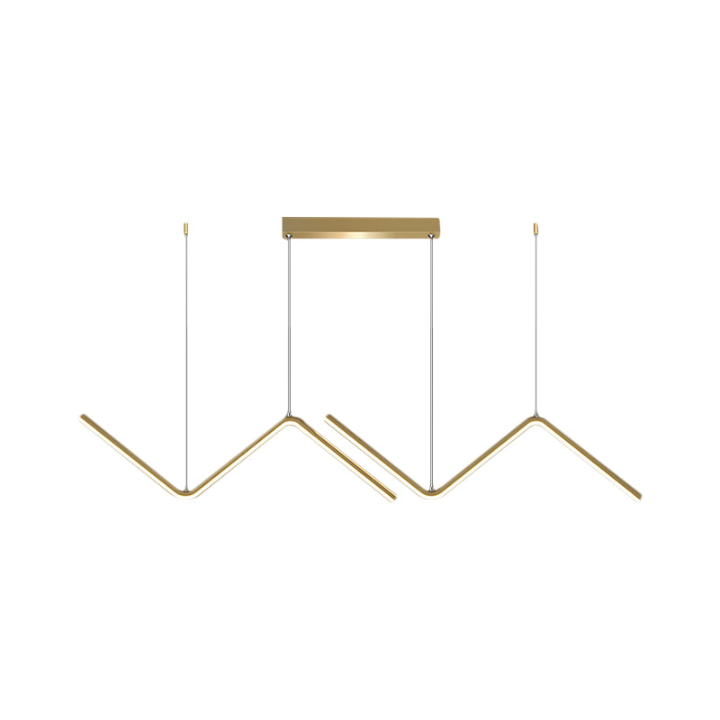 Zigzag Shaped Metal Hanging Lamp Simple Black/Gold LED Island Pendant in Warm/White Light for Dining Room Clearhalo 'Ceiling Lights' 'Island Lights' Lighting' 1900473
