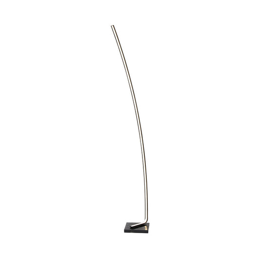 Metal Curved Linear LED Floor Light Minimalism Black/White/Gold Stand Up Lamp with Foot Switch, Warm/White Light Clearhalo 'Floor Lamps' 'Lamps' Lighting' 1900477
