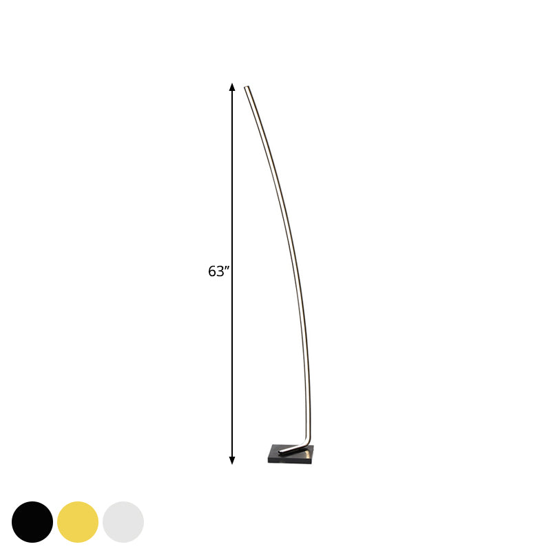 Metal Curved Linear LED Floor Light Minimalism Black/White/Gold Stand Up Lamp with Foot Switch, Warm/White Light Clearhalo 'Floor Lamps' 'Lamps' Lighting' 1900478