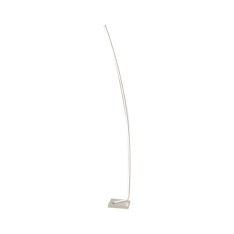 Metal Curved Linear LED Floor Light Minimalism Black/White/Gold Stand Up Lamp with Foot Switch, Warm/White Light Clearhalo 'Floor Lamps' 'Lamps' Lighting' 1900486