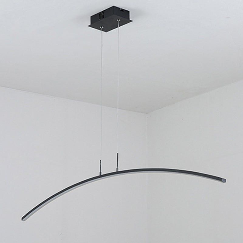 Black/White Arch Island Lamp Simplicity Iron LED Pendant Lighting Fixture in Warm/White Light over Dining Table Clearhalo 'Ceiling Lights' 'Island Lights' Lighting' 1900512