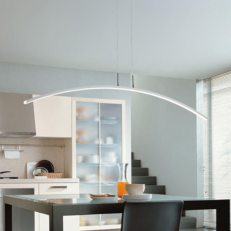 Black/White Arch Island Lamp Simplicity Iron LED Pendant Lighting Fixture in Warm/White Light over Dining Table Clearhalo 'Ceiling Lights' 'Island Lights' Lighting' 1900516