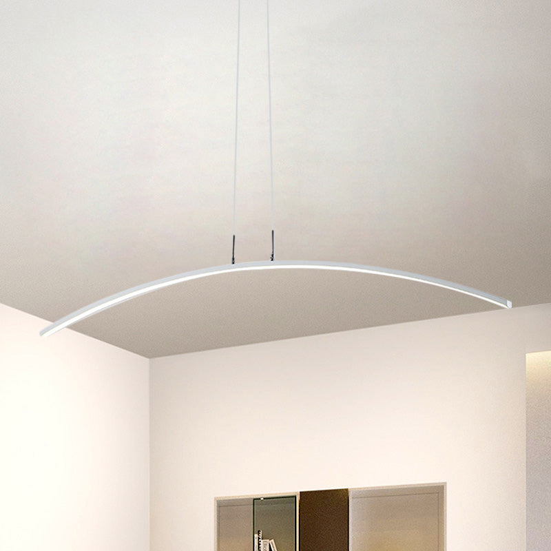 Black/White Arch Island Lamp Simplicity Iron LED Pendant Lighting Fixture in Warm/White Light over Dining Table Clearhalo 'Ceiling Lights' 'Island Lights' Lighting' 1900517