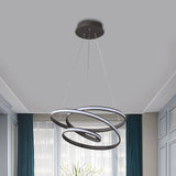 Whirling LED Pendant Chandelier Minimalist Acrylic Kitchen Ceiling Suspension Lamp in Black, Warm/White/Natural Light Black Clearhalo 'Ceiling Lights' 'Chandeliers' 'Modern Chandeliers' 'Modern' Lighting' 1900539
