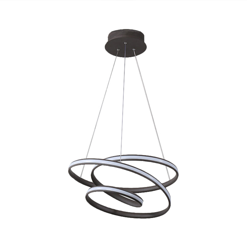 Whirling LED Pendant Chandelier Minimalist Acrylic Kitchen Ceiling Suspension Lamp in Black, Warm/White/Natural Light Clearhalo 'Ceiling Lights' 'Chandeliers' 'Modern Chandeliers' 'Modern' Lighting' 1900541
