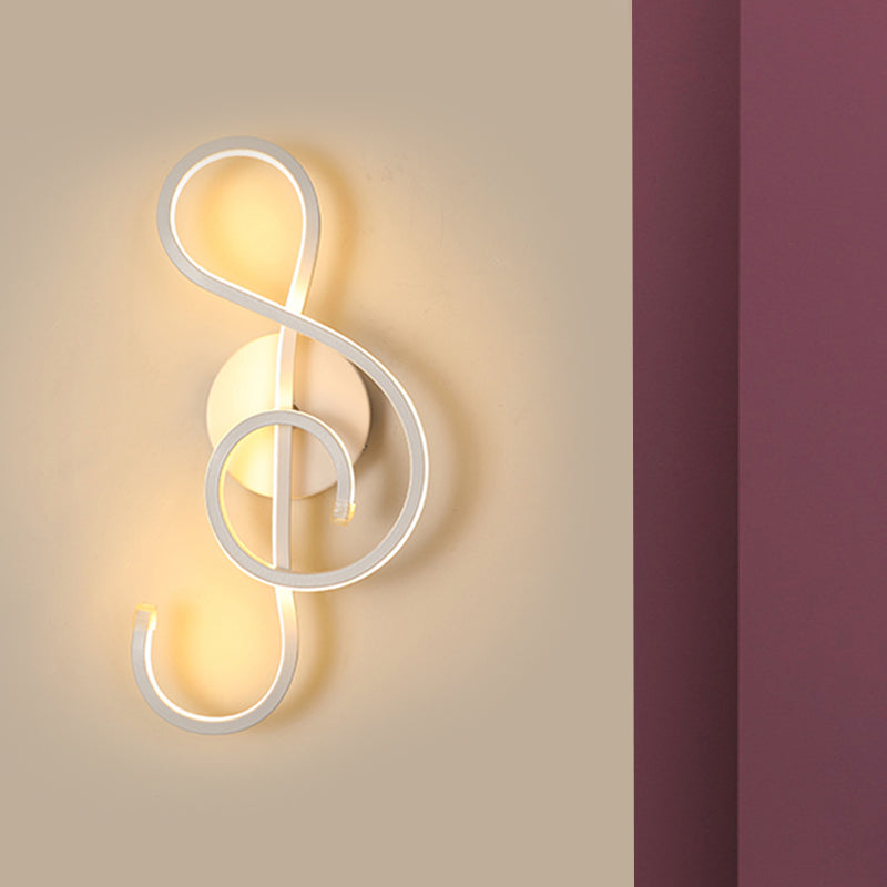 Metallic Hourglass/Music Note Sconce Minimalist Black/White LED Wall Mount Light Fixture in Warm/White Light for Office Clearhalo 'Cast Iron' 'Glass' 'Industrial' 'Modern wall lights' 'Modern' 'Tiffany' 'Traditional wall lights' 'Wall Lamps & Sconces' 'Wall Lights' Lighting' 1900557