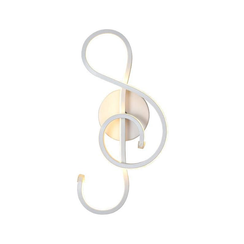Metallic Hourglass/Music Note Sconce Minimalist Black/White LED Wall Mount Light Fixture in Warm/White Light for Office Clearhalo 'Cast Iron' 'Glass' 'Industrial' 'Modern wall lights' 'Modern' 'Tiffany' 'Traditional wall lights' 'Wall Lamps & Sconces' 'Wall Lights' Lighting' 1900558