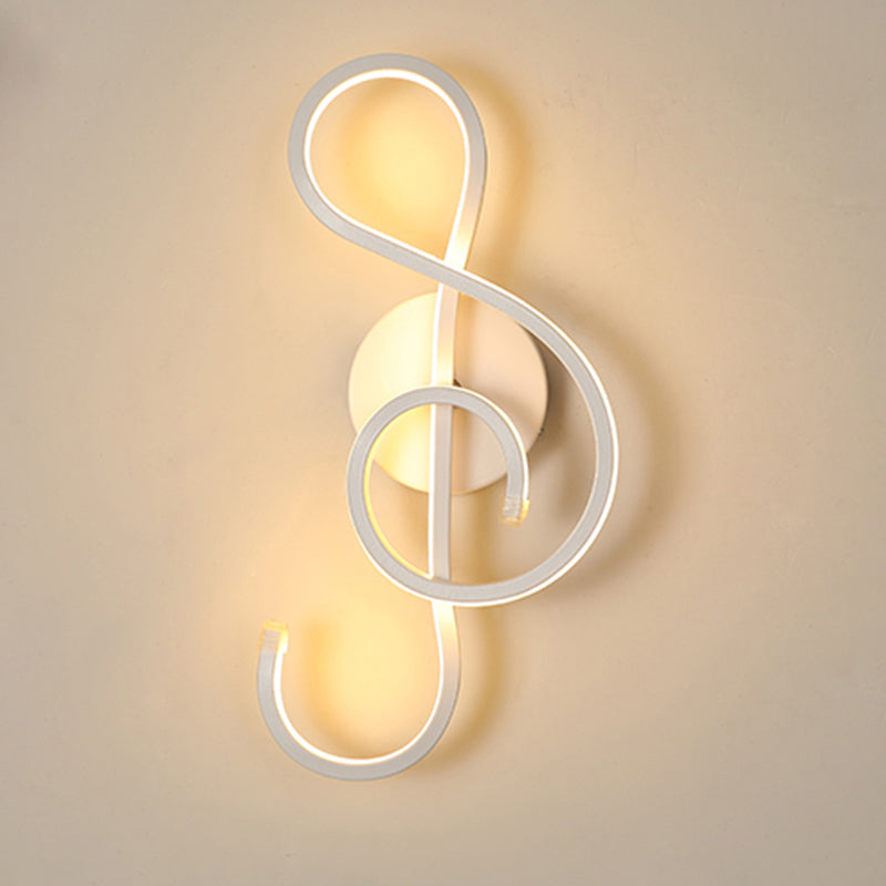Metallic Hourglass/Music Note Sconce Minimalist Black/White LED Wall Mount Light Fixture in Warm/White Light for Office Clearhalo 'Cast Iron' 'Glass' 'Industrial' 'Modern wall lights' 'Modern' 'Tiffany' 'Traditional wall lights' 'Wall Lamps & Sconces' 'Wall Lights' Lighting' 1900559