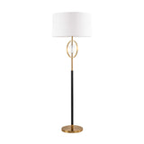 Single Standing Lamp with Ring Frame Shade Metal Classic Hotel Floor Light with Barrel Fabric Shade and Crystal Accent Clearhalo 'Floor Lamps' 'Lamps' Lighting' 1900570