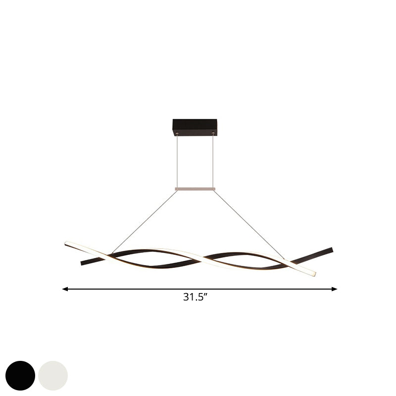Stranded Linear Restaurant Hanging Light Acrylic Minimalist LED Island Pendant in Black/Grey, Warm/White Light Clearhalo 'Ceiling Lights' 'Island Lights' Lighting' 1900591
