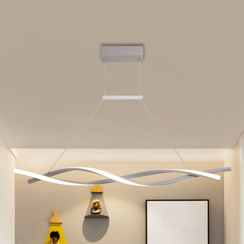 Stranded Linear Restaurant Hanging Light Acrylic Minimalist LED Island Pendant in Black/Grey, Warm/White Light Clearhalo 'Ceiling Lights' 'Island Lights' Lighting' 1900593