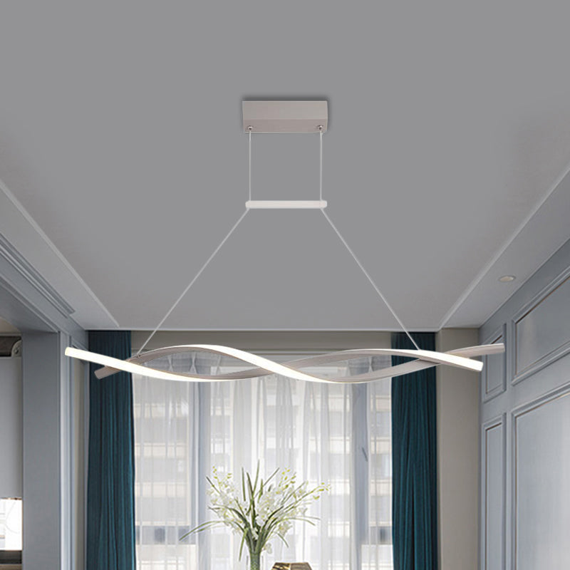 Stranded Linear Restaurant Hanging Light Acrylic Minimalist LED Island Pendant in Black/Grey, Warm/White Light Clearhalo 'Ceiling Lights' 'Island Lights' Lighting' 1900594