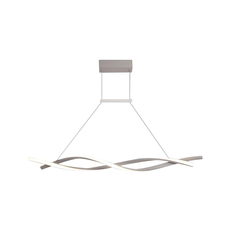 Stranded Linear Restaurant Hanging Light Acrylic Minimalist LED Island Pendant in Black/Grey, Warm/White Light Clearhalo 'Ceiling Lights' 'Island Lights' Lighting' 1900595