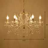 Crystal Coated Scrolled Arm Chandelier Victorian Style 6 Bulbs Dining Room Ceiling Suspension Lamp in Champagne Clearhalo 'Ceiling Lights' 'Chandeliers' 'Modern Chandeliers' 'Modern' Lighting' 1900636