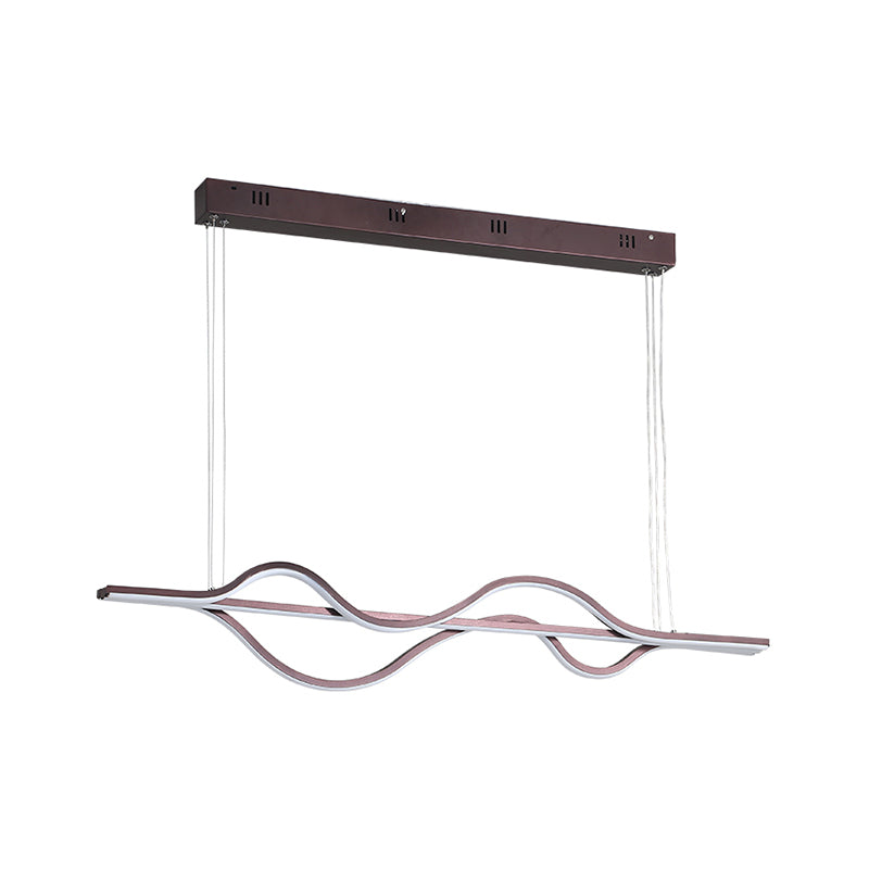 Acrylic Wavy Linear Island Light Minimalism LED Pendant Lighting in Brown, Warm/White/Natural Light Clearhalo 'Ceiling Lights' 'Island Lights' Lighting' 1900667