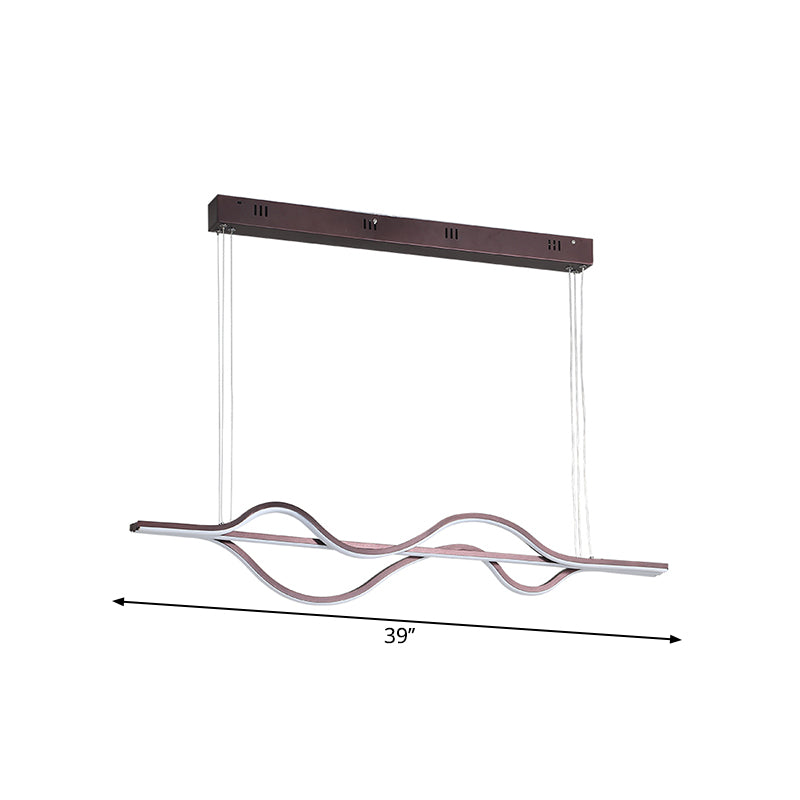 Acrylic Wavy Linear Island Light Minimalism LED Pendant Lighting in Brown, Warm/White/Natural Light Clearhalo 'Ceiling Lights' 'Island Lights' Lighting' 1900668
