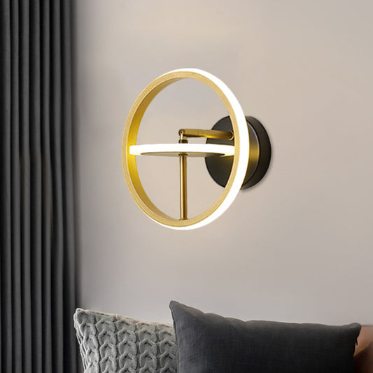 Steering Wheel Rotatable Wall Light Kit Modern Aluminum Gold LED Sconce Lighting Fixture in Warm/White Light Gold Clearhalo 'Cast Iron' 'Glass' 'Industrial' 'Modern wall lights' 'Modern' 'Tiffany' 'Traditional wall lights' 'Wall Lamps & Sconces' 'Wall Lights' Lighting' 1900669
