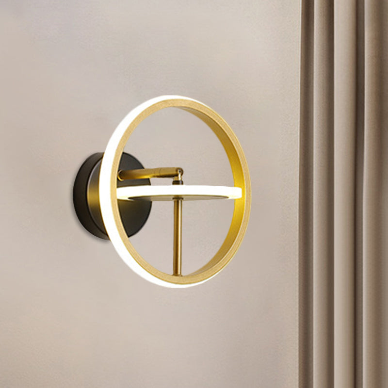 Steering Wheel Rotatable Wall Light Kit Modern Aluminum Gold LED Sconce Lighting Fixture in Warm/White Light Clearhalo 'Cast Iron' 'Glass' 'Industrial' 'Modern wall lights' 'Modern' 'Tiffany' 'Traditional wall lights' 'Wall Lamps & Sconces' 'Wall Lights' Lighting' 1900670