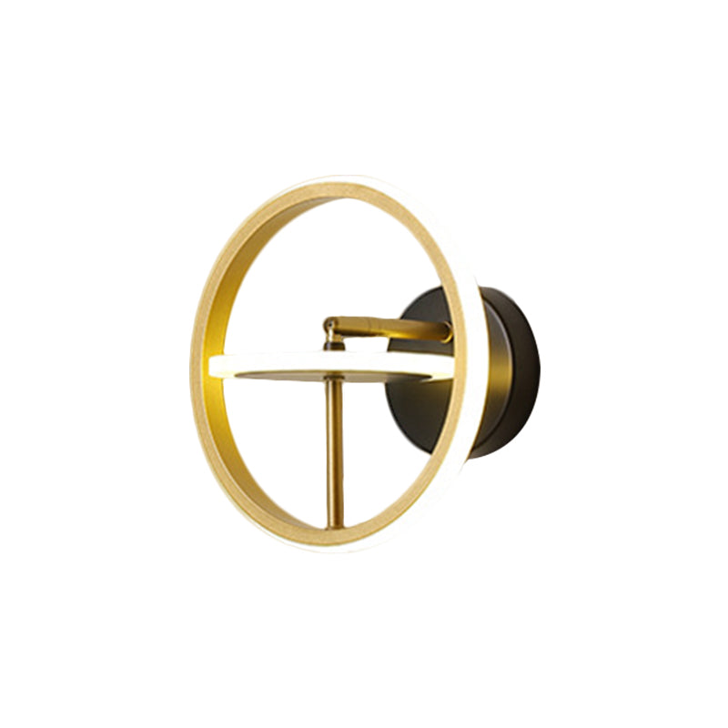 Steering Wheel Rotatable Wall Light Kit Modern Aluminum Gold LED Sconce Lighting Fixture in Warm/White Light Clearhalo 'Cast Iron' 'Glass' 'Industrial' 'Modern wall lights' 'Modern' 'Tiffany' 'Traditional wall lights' 'Wall Lamps & Sconces' 'Wall Lights' Lighting' 1900671