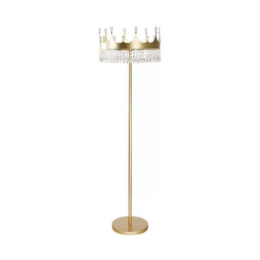 3-Bulb Floor Lighting Traditional Crown Faceted Crystal Standing Light in Champagne for Living Room Clearhalo 'Floor Lamps' 'Lamps' Lighting' 1900677