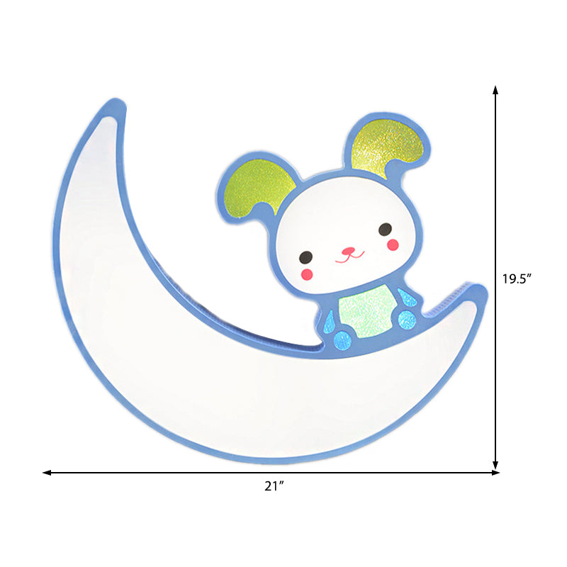 Acrylic Moon and Bunny Flush Mount Light Cartoon Lovely LED Ceiling Lamp for Gamer Room Clearhalo 'Ceiling Lights' 'Close To Ceiling Lights' 'Close to ceiling' 'Flush mount' Lighting' 190202