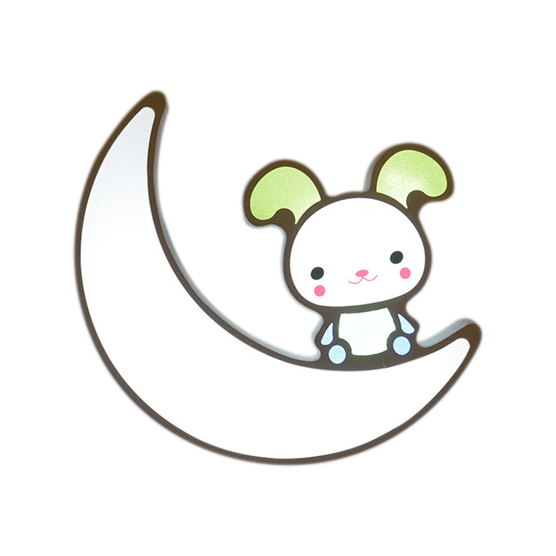 Acrylic Moon and Bunny Flush Mount Light Cartoon Lovely LED Ceiling Lamp for Gamer Room Clearhalo 'Ceiling Lights' 'Close To Ceiling Lights' 'Close to ceiling' 'Flush mount' Lighting' 190205