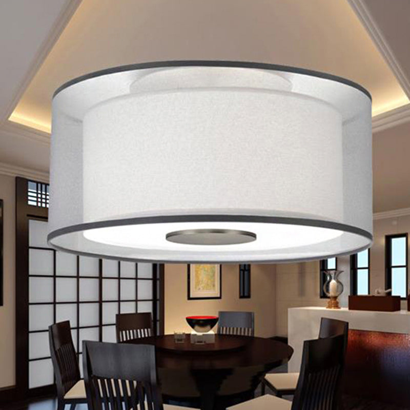 4 Lights Drum Flush Mount Lamp Classical White Fabric Ceiling Light Fixture, 16"/19.5”/23.5" Wide Clearhalo 'Ceiling Lights' 'Close To Ceiling Lights' 'Close to ceiling' 'Flush mount' Lighting' 1903014