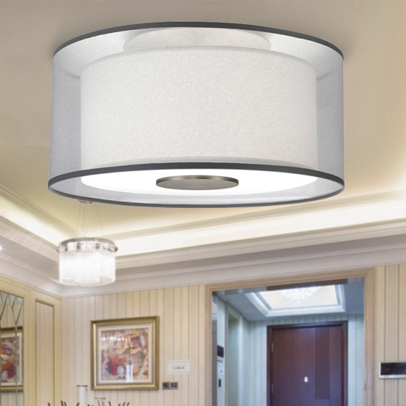 4 Lights Drum Flush Mount Lamp Classical White Fabric Ceiling Light Fixture, 16"/19.5”/23.5" Wide Clearhalo 'Ceiling Lights' 'Close To Ceiling Lights' 'Close to ceiling' 'Flush mount' Lighting' 1903015