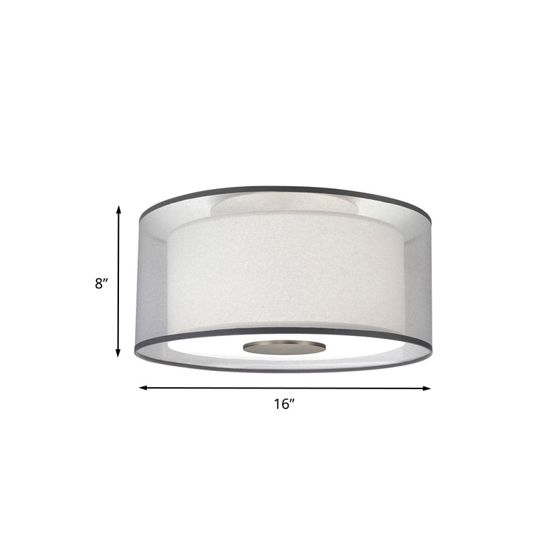 4 Lights Drum Flush Mount Lamp Classical White Fabric Ceiling Light Fixture, 16"/19.5”/23.5" Wide Clearhalo 'Ceiling Lights' 'Close To Ceiling Lights' 'Close to ceiling' 'Flush mount' Lighting' 1903016