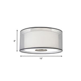 4 Lights Drum Flush Mount Lamp Classical White Fabric Ceiling Light Fixture, 16"/19.5”/23.5" Wide Clearhalo 'Ceiling Lights' 'Close To Ceiling Lights' 'Close to ceiling' 'Flush mount' Lighting' 1903016