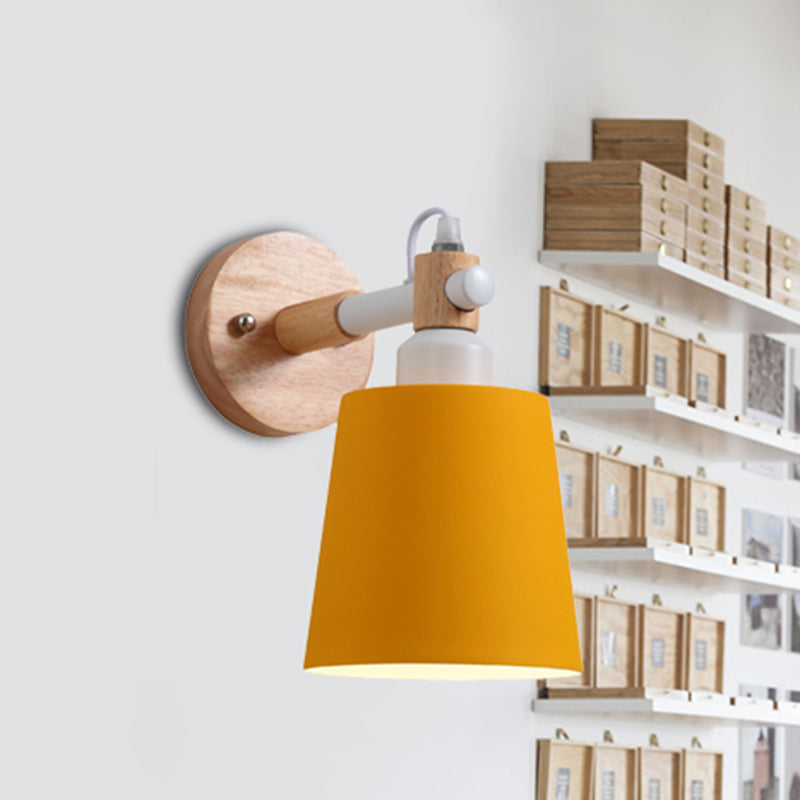 Nursing Room Bucket Wall Sconce Metal 1 Head Nordic Style Long Life Wall Lamp Yellow Clearhalo 'Wall Lamps & Sconces' 'Wall Lights' Lighting' 1903070