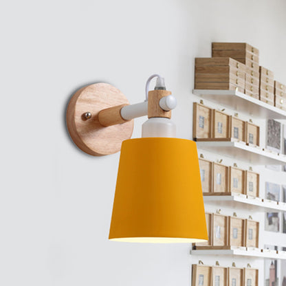 Nursing Room Bucket Wall Sconce Metal 1 Head Nordic Style Long Life Wall Lamp Yellow Clearhalo 'Wall Lamps & Sconces' 'Wall Lights' Lighting' 1903070