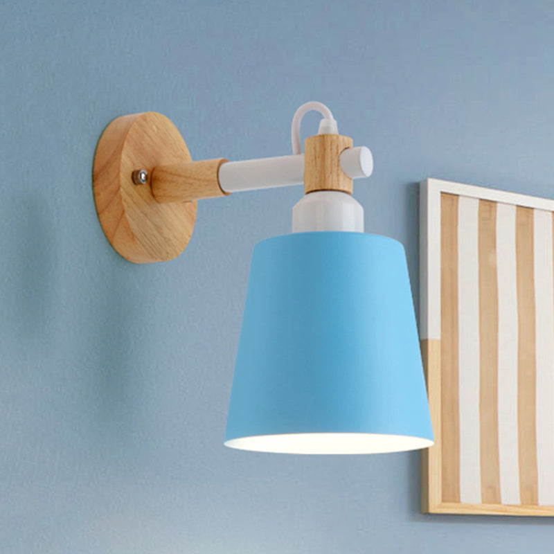 Nursing Room Bucket Wall Sconce Metal 1 Head Nordic Style Long Life Wall Lamp Blue Clearhalo 'Wall Lamps & Sconces' 'Wall Lights' Lighting' 1903071