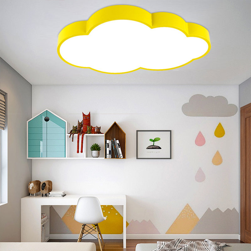 Contemporary Flat Cloud Ceiling Lamp Acrylic and Metal Undertint LED Flush Ceiling Light for Hallway Yellow Clearhalo 'Ceiling Lights' 'Close To Ceiling Lights' 'Close to ceiling' 'Flush mount' Lighting' 190315
