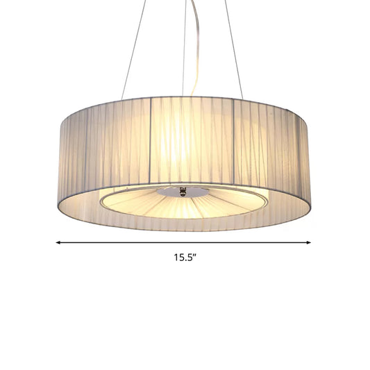 White Drum Pendant Lighting Nordic Fabric 3 Lights Living Room Chandelier, 18"/21.5"/25.5" Wide Clearhalo 'Ceiling Lights' 'Chandeliers' Lighting' options 1903401