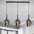 Tulip Cluster Pendant Lamp with Linear Design Modern Amber/Smoke/Blue Glass 3 Lights Black Ceiling Hung Light Smoke Gray Clearhalo 'Ceiling Lights' 'Chandeliers' 'Glass shade' 'Glass' 'Modern Pendants' 'Modern' 'Pendant Lights' 'Pendants' Lighting' 1903452