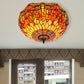 3 Heads Living Room Ceiling Mounted Fixture Tiffany Red/Yellow/Orange Flush Mount Lamp with Dragonfly Stained Glass Shade Clearhalo 'Ceiling Lights' 'Close To Ceiling Lights' 'Close to ceiling' 'Flush mount' Lighting' 1903622
