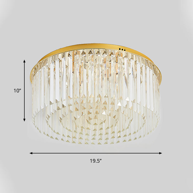 6-Light Dining Room Flush Light Contemporary Golden Ceiling Lamp with Round Crystal Shade Clearhalo 'Ceiling Lights' 'Close To Ceiling Lights' 'Close to ceiling' 'Flush mount' Lighting' 1903642