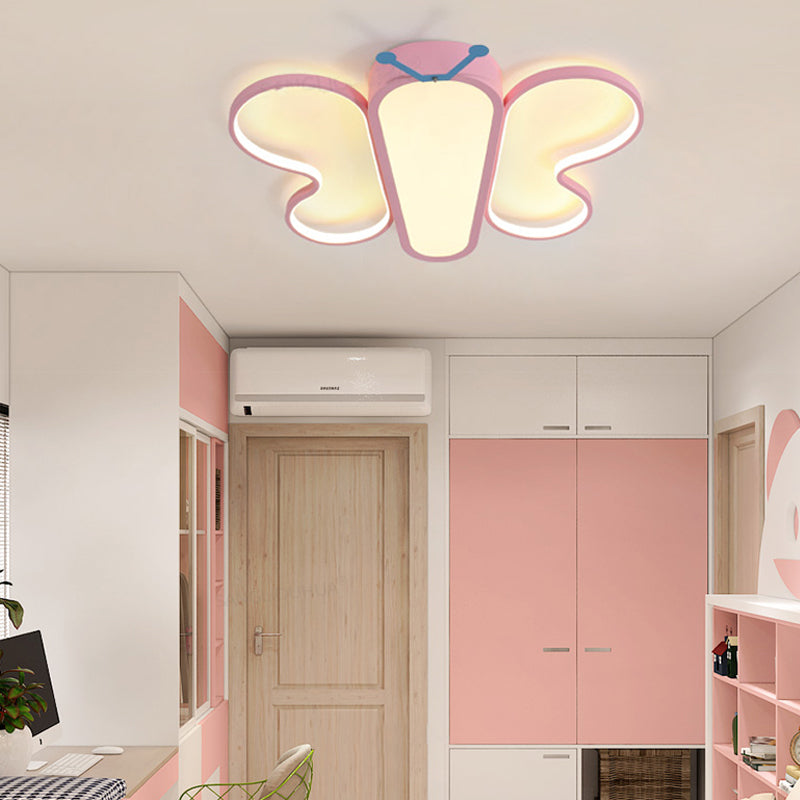 Insect Cute Butterfly Flush Mount Light Acrylic Metal Ceiling Light in Pink for Girls Bedroom Balcony Clearhalo 'Ceiling Lights' 'Close To Ceiling Lights' 'Close to ceiling' 'Flush mount' Lighting' 1903656