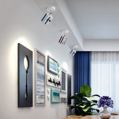 Rotatable Cuboid Flush Mount Kids Resin 1/2/4-Head White Semi Flush Ceiling Light with Nautical Element, 5w/10w 1 White Clearhalo 'Ceiling Lights' 'Close To Ceiling Lights' 'Close to ceiling' 'Semi-flushmount' Lighting' 1903837