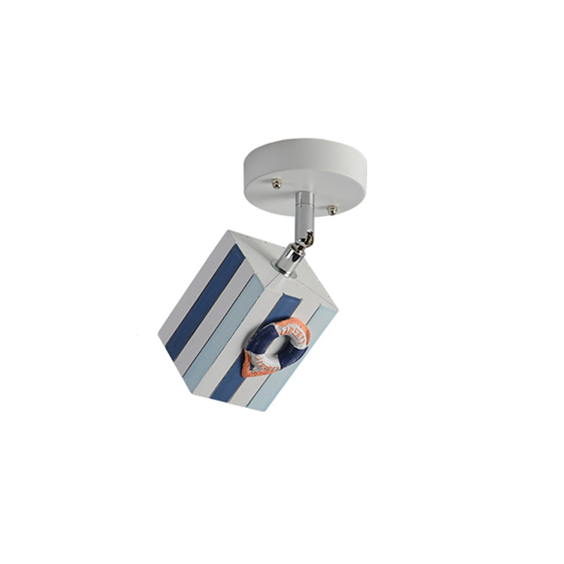 Rotatable Cuboid Flush Mount Kids Resin 1/2/4-Head White Semi Flush Ceiling Light with Nautical Element, 5w/10w Clearhalo 'Ceiling Lights' 'Close To Ceiling Lights' 'Close to ceiling' 'Semi-flushmount' Lighting' 1903838