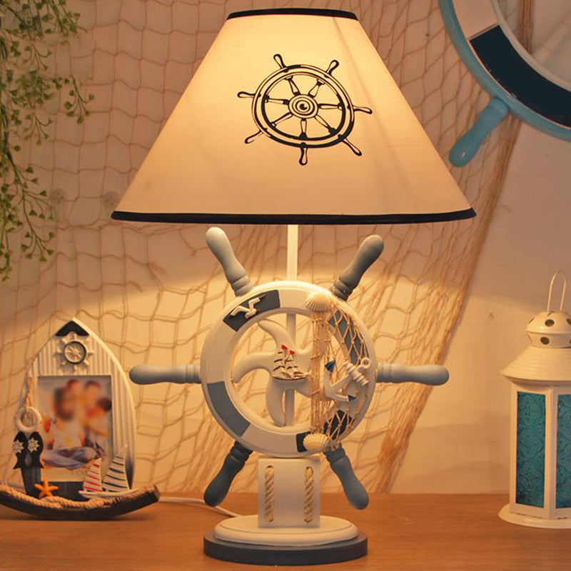 Kids Style Rudder Table Lamp Wood 1 Head Bedside Night Light in Pink/Blue/Green with Dimmer Switch/Power Switch Clearhalo 'Lamps' 'Table Lamps' Lighting' 1903871