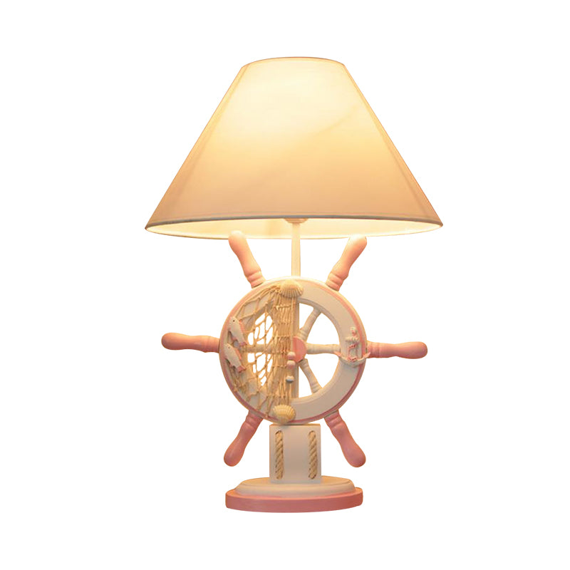 Kids Style Rudder Table Lamp Wood 1 Head Bedside Night Light in Pink/Blue/Green with Dimmer Switch/Power Switch Clearhalo 'Lamps' 'Table Lamps' Lighting' 1903877
