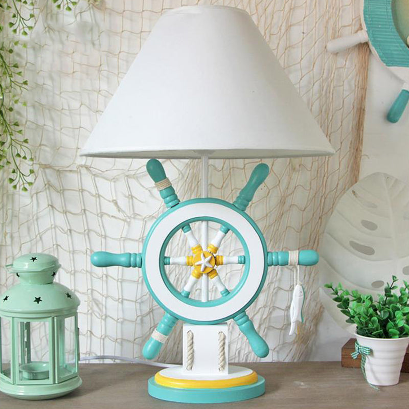 Kids Style Rudder Table Lamp Wood 1 Head Bedside Night Light in Pink/Blue/Green with Dimmer Switch/Power Switch Clearhalo 'Lamps' 'Table Lamps' Lighting' 1903880