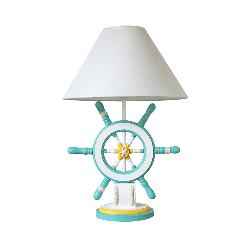 Kids Style Rudder Table Lamp Wood 1 Head Bedside Night Light in Pink/Blue/Green with Dimmer Switch/Power Switch Clearhalo 'Lamps' 'Table Lamps' Lighting' 1903881