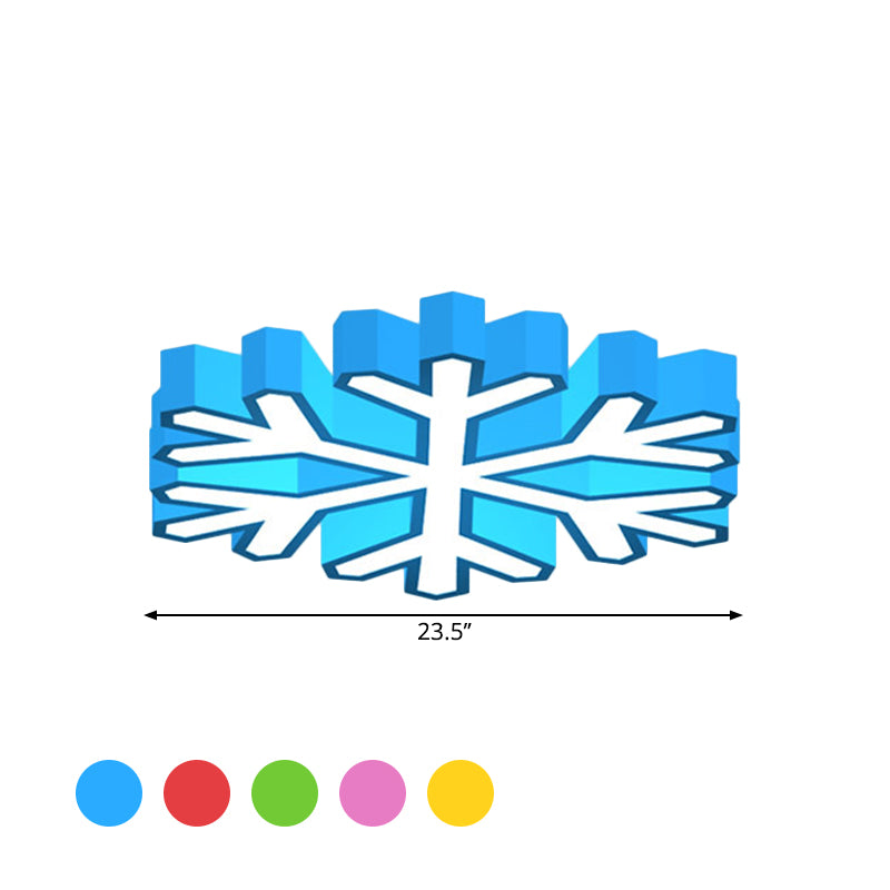 Nursery School LED Flush Light Macaron Red/Yellow/Green Ceiling Mount Fixture with Snowflake Acrylic Shade Clearhalo 'Ceiling Lights' 'Close To Ceiling Lights' 'Close to ceiling' 'Flush mount' Lighting' 1903959